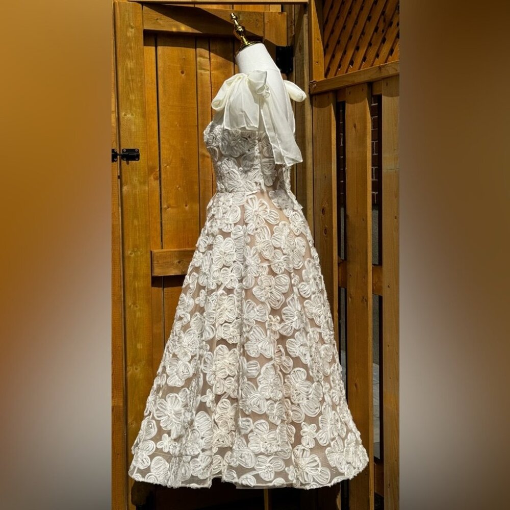 🆕 BRONX & BANCO 🧿 NWOT Sabrina White Bridal Midi Dress, Sz XS / US 2 - Picture 11 of 17
